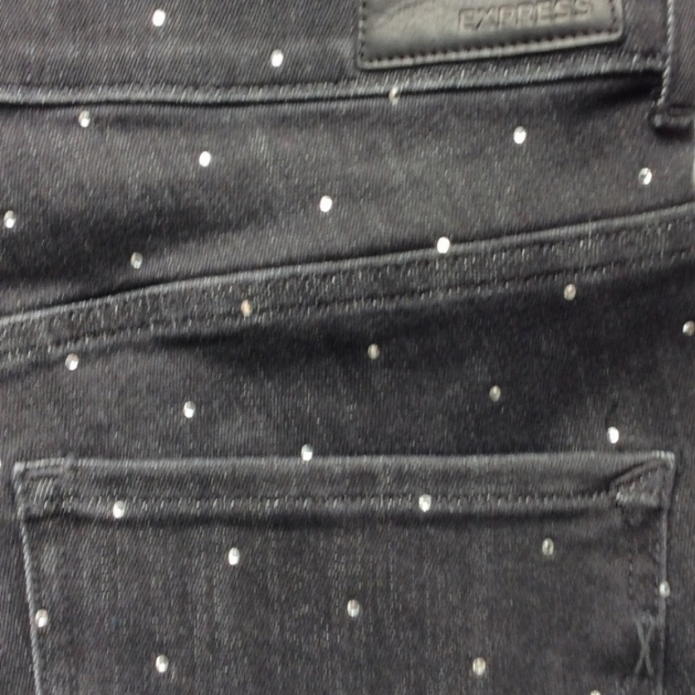 NWT Express High Rise Rhinestone Denim Legging 18 R - Picture 3 of 3